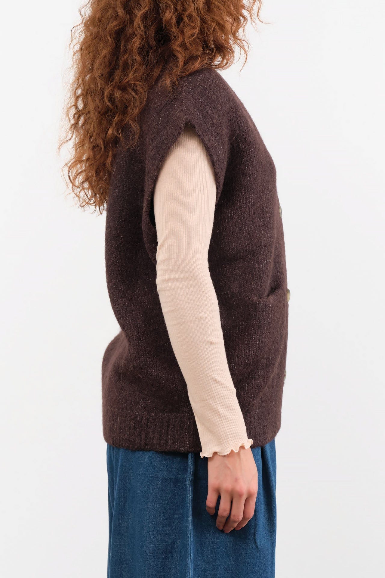 Lauren Manoogian Apparel Womens Sweaters Loft Vest in Soil