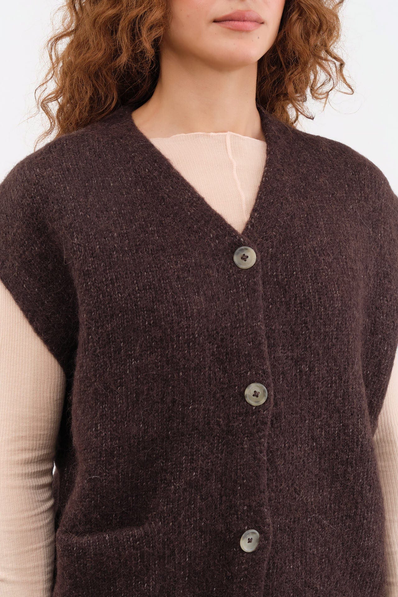 Lauren Manoogian Apparel Womens Sweaters Loft Vest in Soil