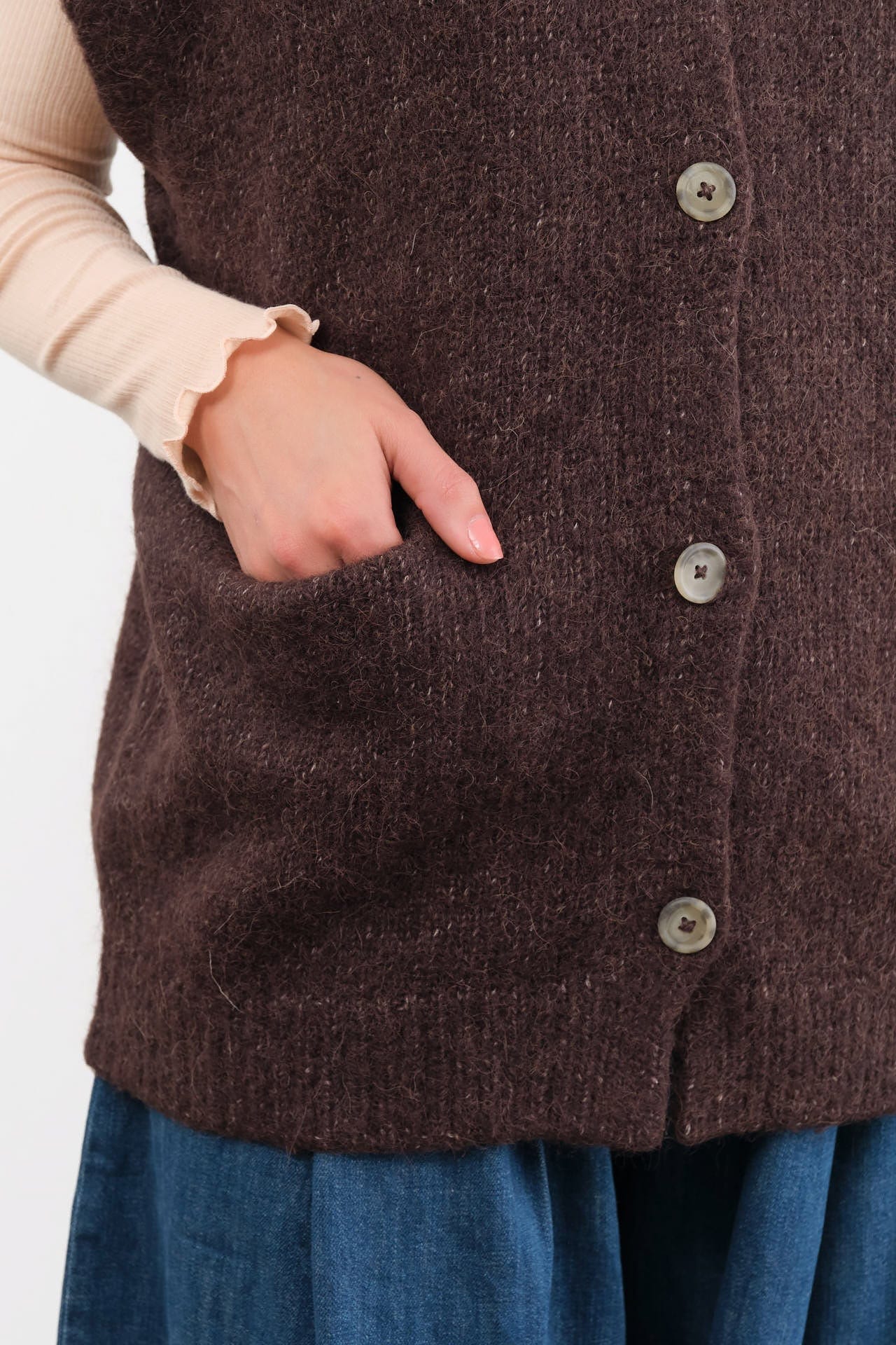 Lauren Manoogian Apparel Womens Sweaters Loft Vest in Soil