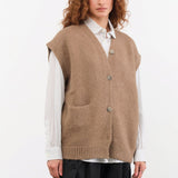 Lauren Manoogian Apparel Womens Sweaters Loft Vest in Tobacco