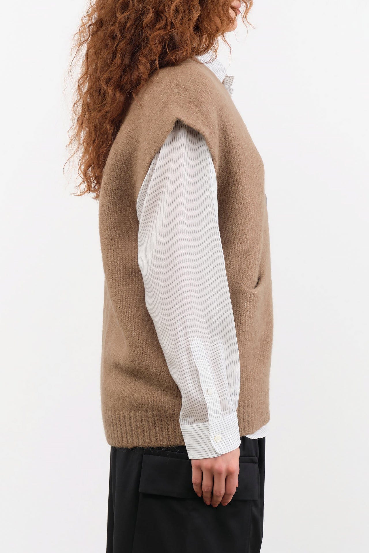 Lauren Manoogian Apparel Womens Sweaters Loft Vest in Tobacco