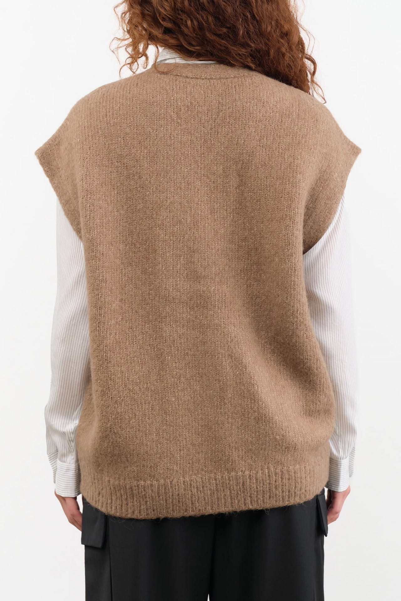 Lauren Manoogian Apparel Womens Sweaters Loft Vest in Tobacco