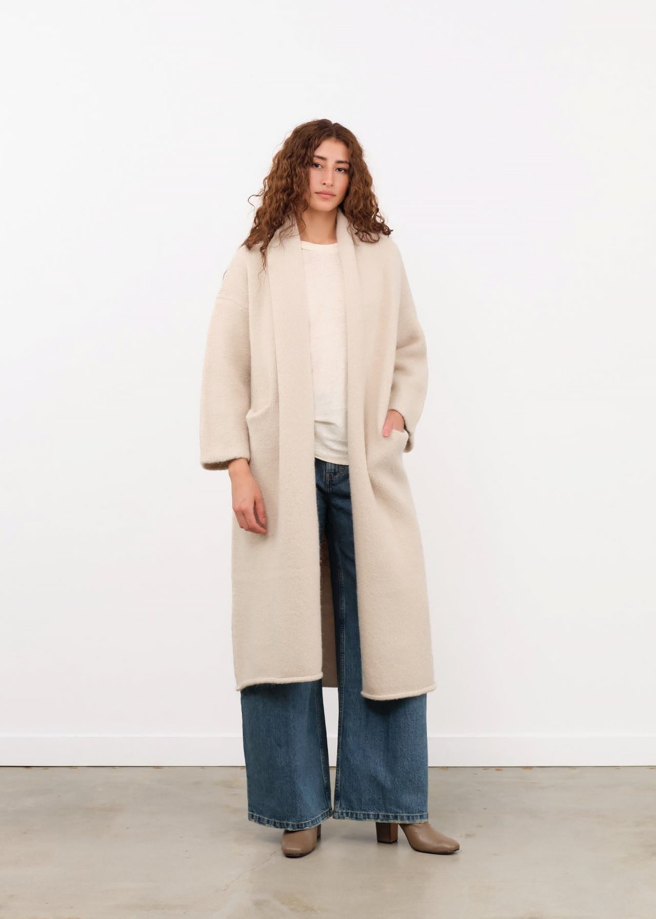 Lauren Manoogian Apparel Womens Sweaters Long Shawl Cardigan in Antique Melange