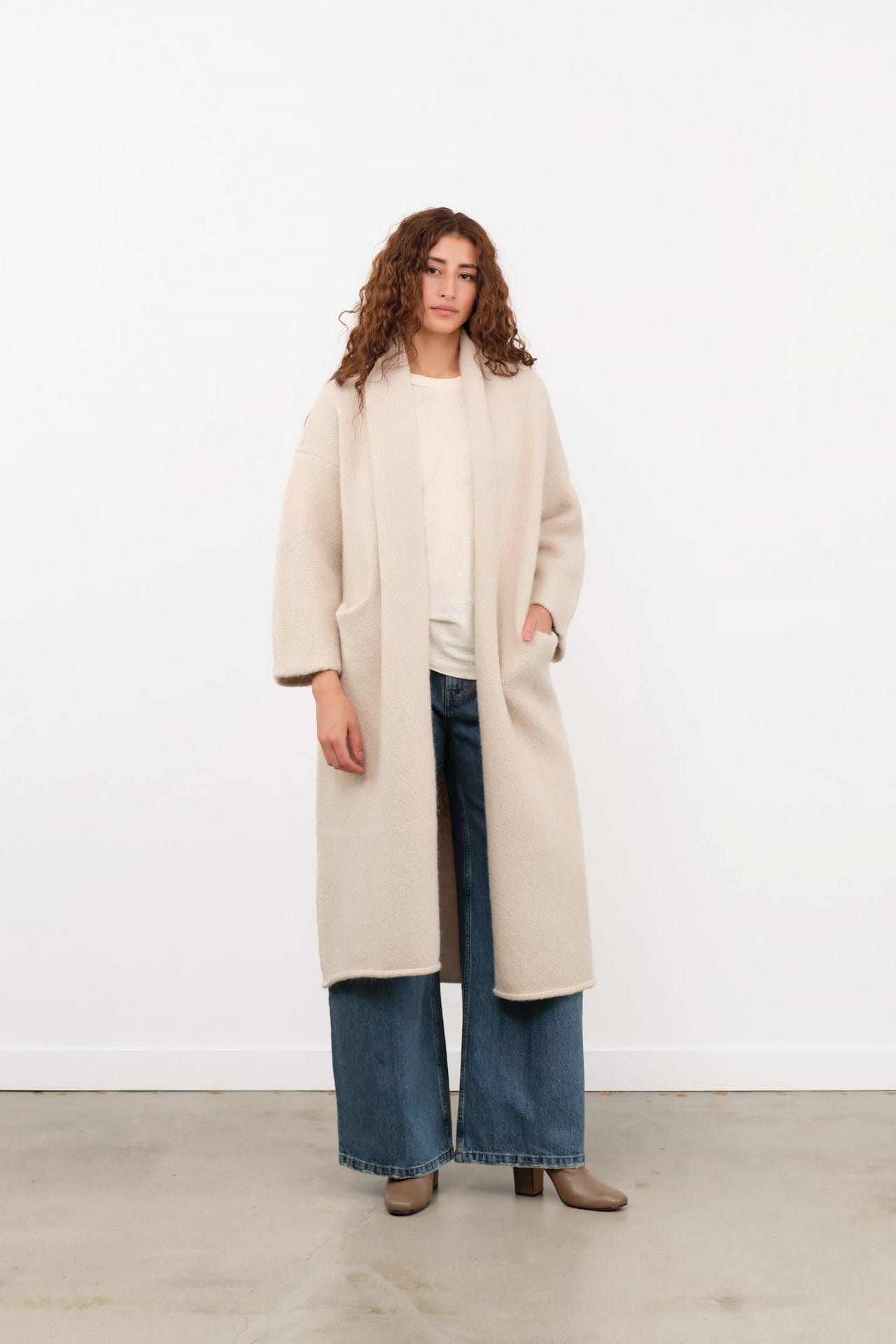 Lauren Manoogian Apparel Womens Sweaters Long Shawl Cardigan in Antique Melange