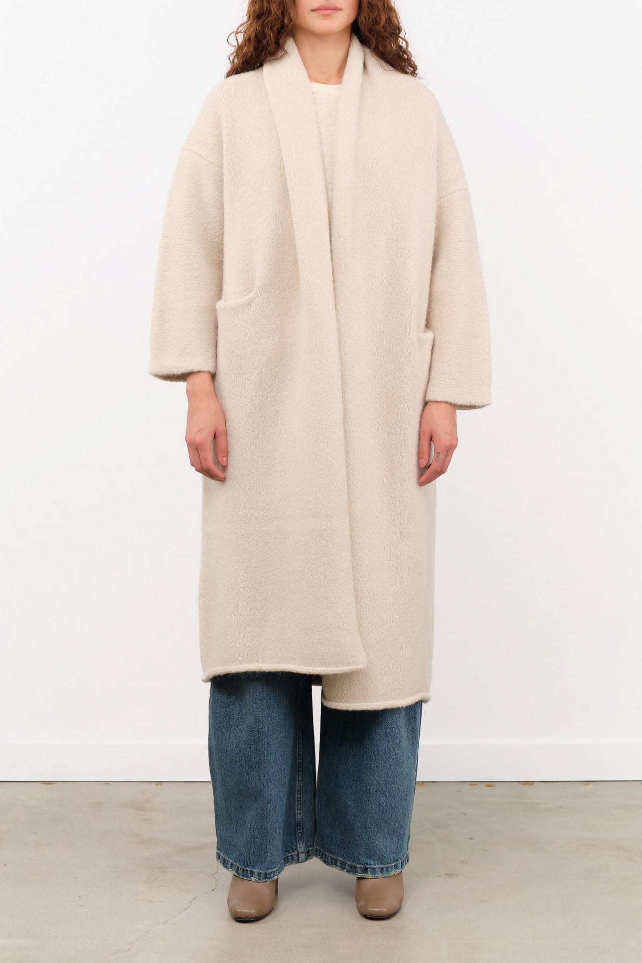 Lauren Manoogian Apparel Womens Sweaters Long Shawl Cardigan in Antique Melange