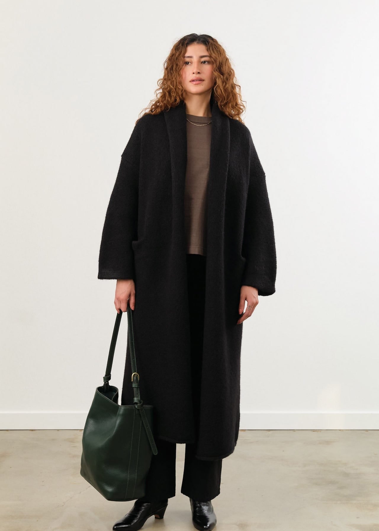 Lauren Manoogian Apparel Womens Outerwear Long Shawl Cardigan in Black