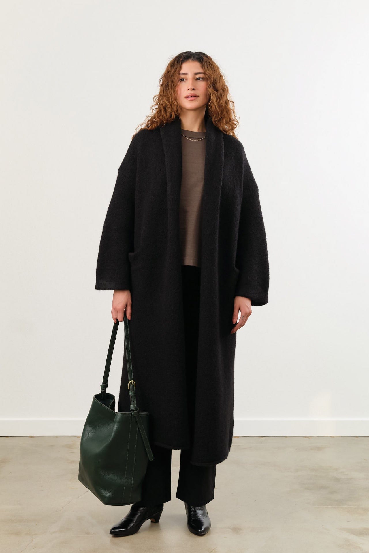 Lauren Manoogian Apparel Womens Outerwear Long Shawl Cardigan in Black