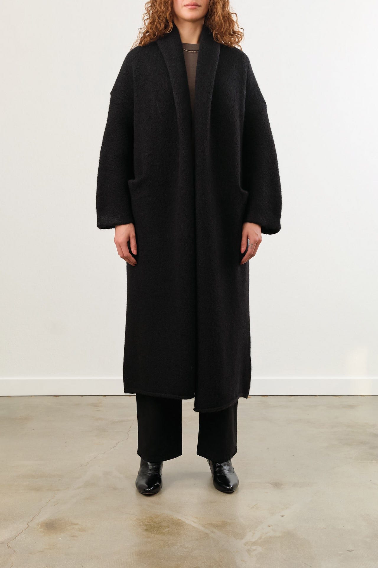 Lauren Manoogian Apparel Womens Outerwear Long Shawl Cardigan in Black