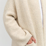 Ecru Cream Long Alpaca Wool Shawl Cardigan with Pockets by Lauren Manoogian Designer Brand