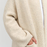 Ecru Cream Long Alpaca Wool Shawl Cardigan with Pockets by Lauren Manoogian Designer Brand