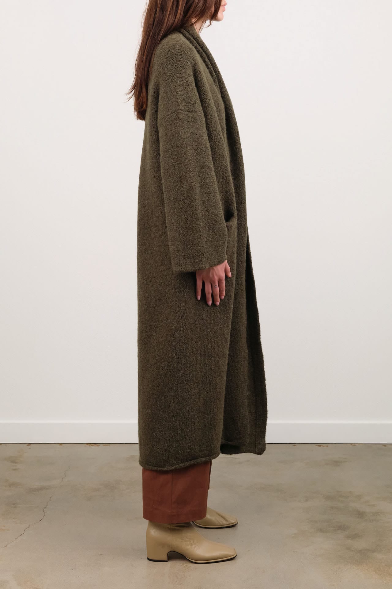 Lauren Manoogian Apparel Womens Sweaters Long Shawl Cardigan in Olive
