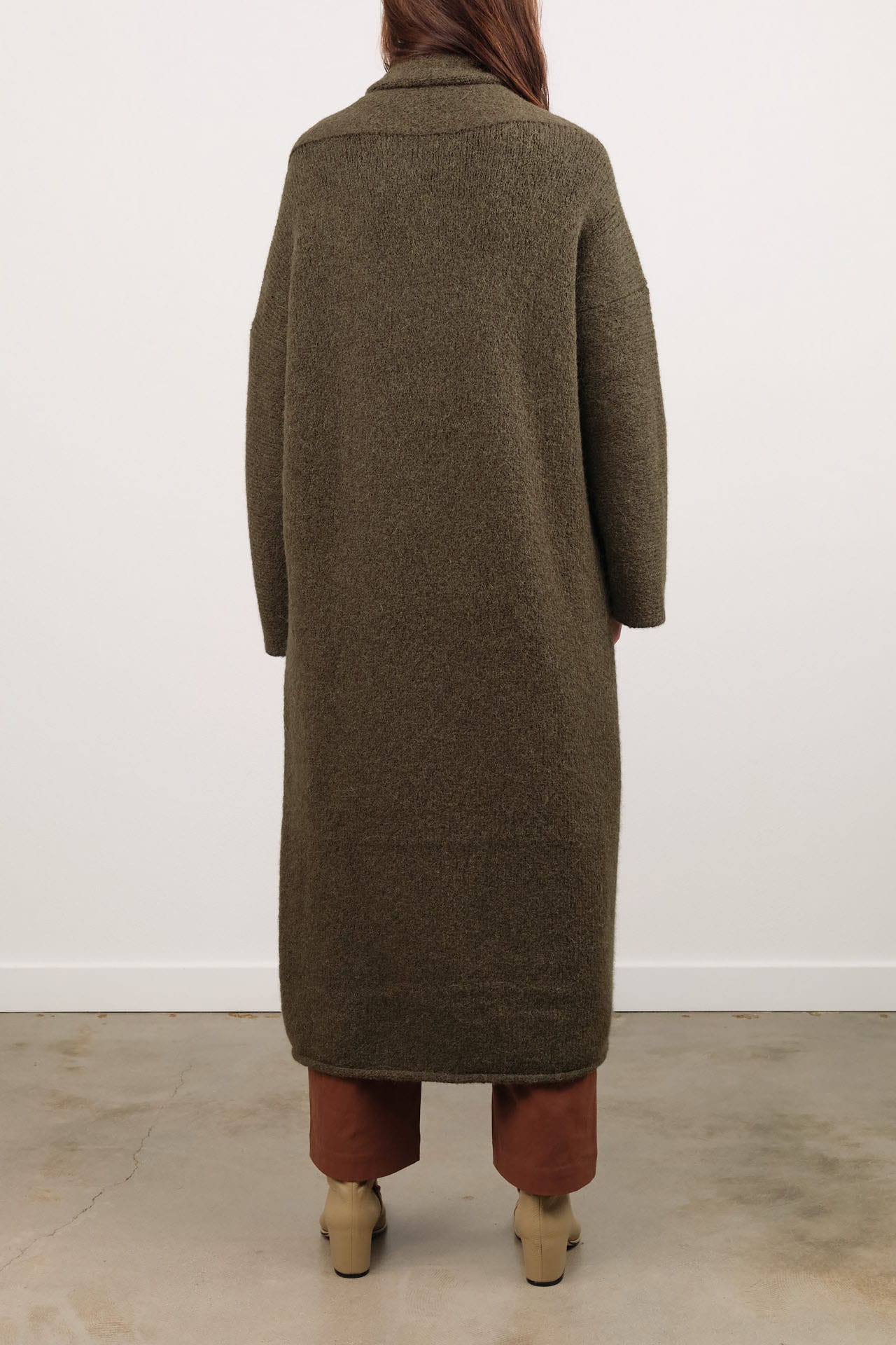 Lauren Manoogian Apparel Womens Sweaters Long Shawl Cardigan in Olive