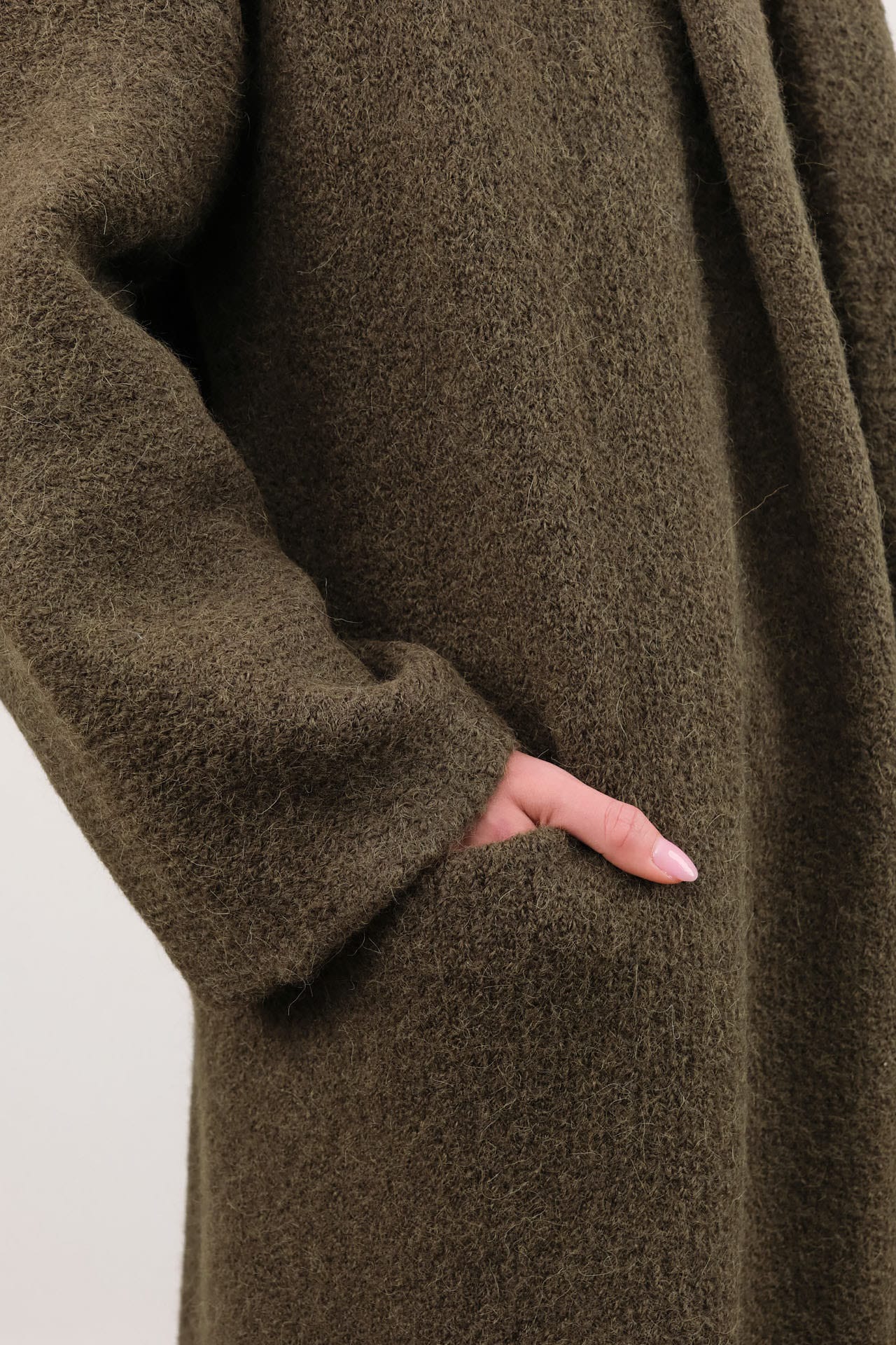 Lauren Manoogian Apparel Womens Sweaters Long Shawl Cardigan in Olive
