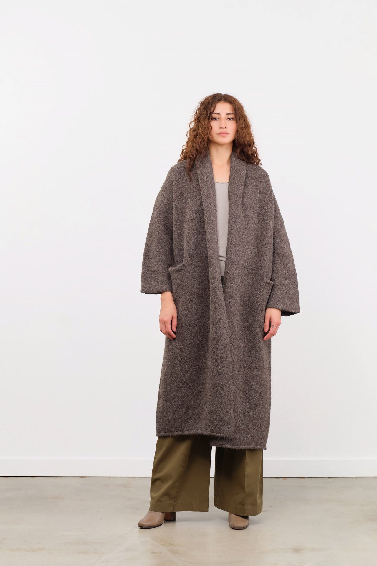 Lauren Manoogian Apparel Womens Sweaters Long Shawl Cardigan in Patina