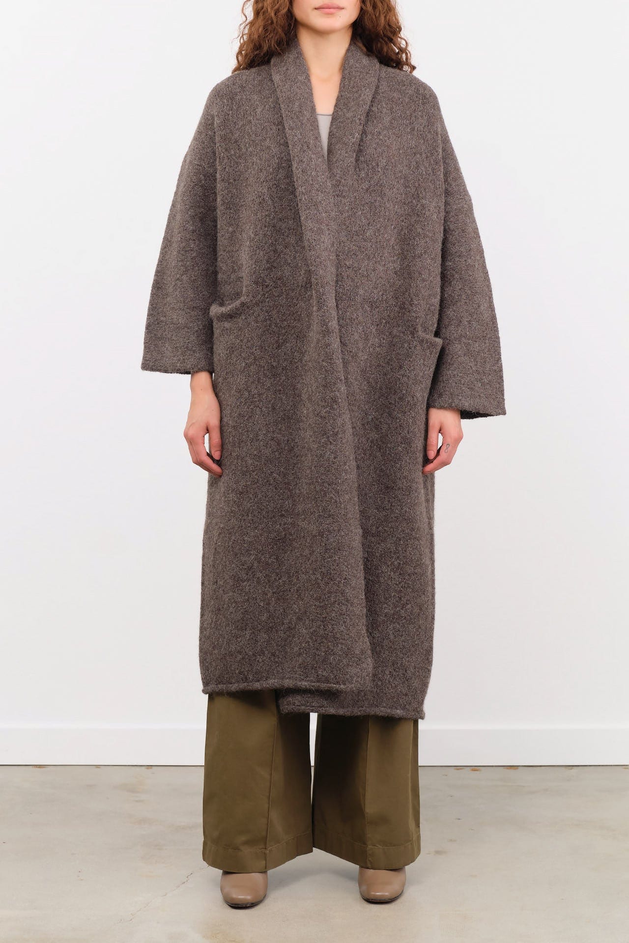 Lauren Manoogian Apparel Womens Sweaters Long Shawl Cardigan in Patina