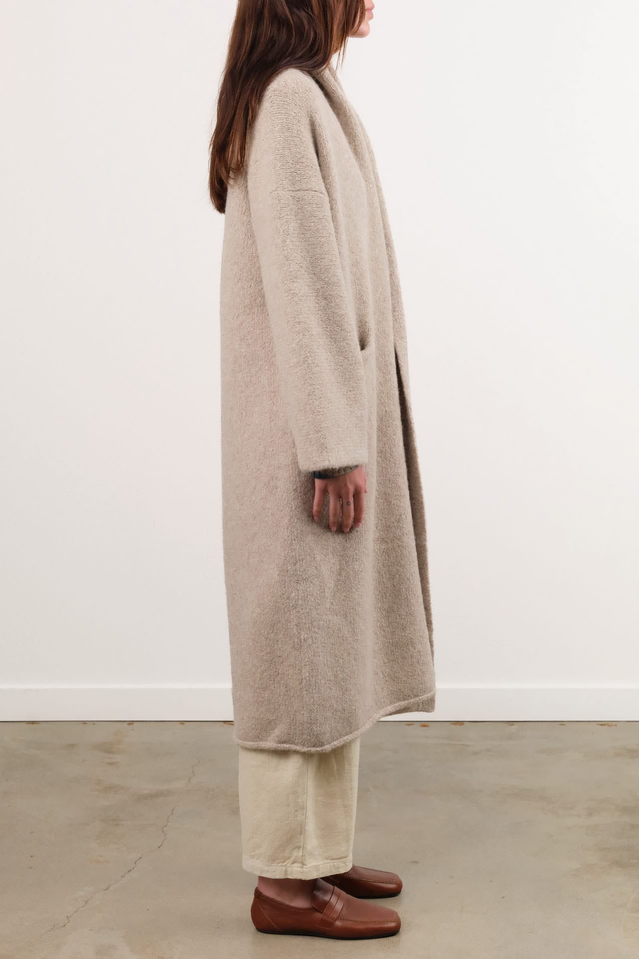 Lauren Manoogian Apparel Womens Sweaters Long Shawl Cardigan in Pebble