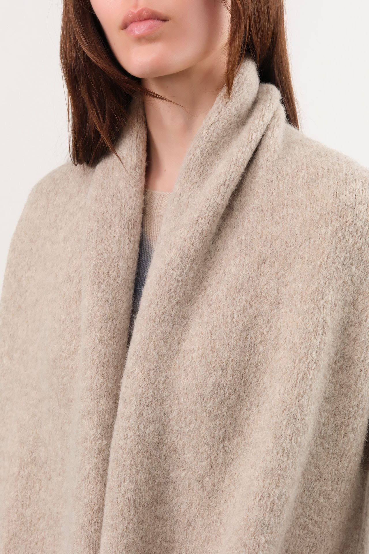 Lauren Manoogian Apparel Womens Sweaters Long Shawl Cardigan in Pebble