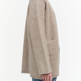 Lauren Manoogian Designer Brand Long Open Shawl Wool Cardigan in Dust Brown