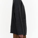 Lauren Manoogian Designer Brand Long Open Shawl Wool Cardigan in Ink Black