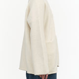 Lauren Manoogian Long Open Shawl Wool Cardigan in Raw White