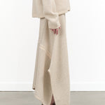 Lauren Manoogian Designer Brand Ottoman Panel Knit Wool Wide Maxi Skirt in Alabaster White 