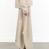 Lauren Manoogian Designer Brand Ottoman Panel Knit Wool Wide Maxi Skirt in Alabaster White 