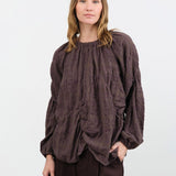 Lauren Manoogian Apparel Womens Blouses Plaid Shirred Top