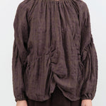 Lauren Manoogian Apparel Womens Blouses Plaid Shirred Top