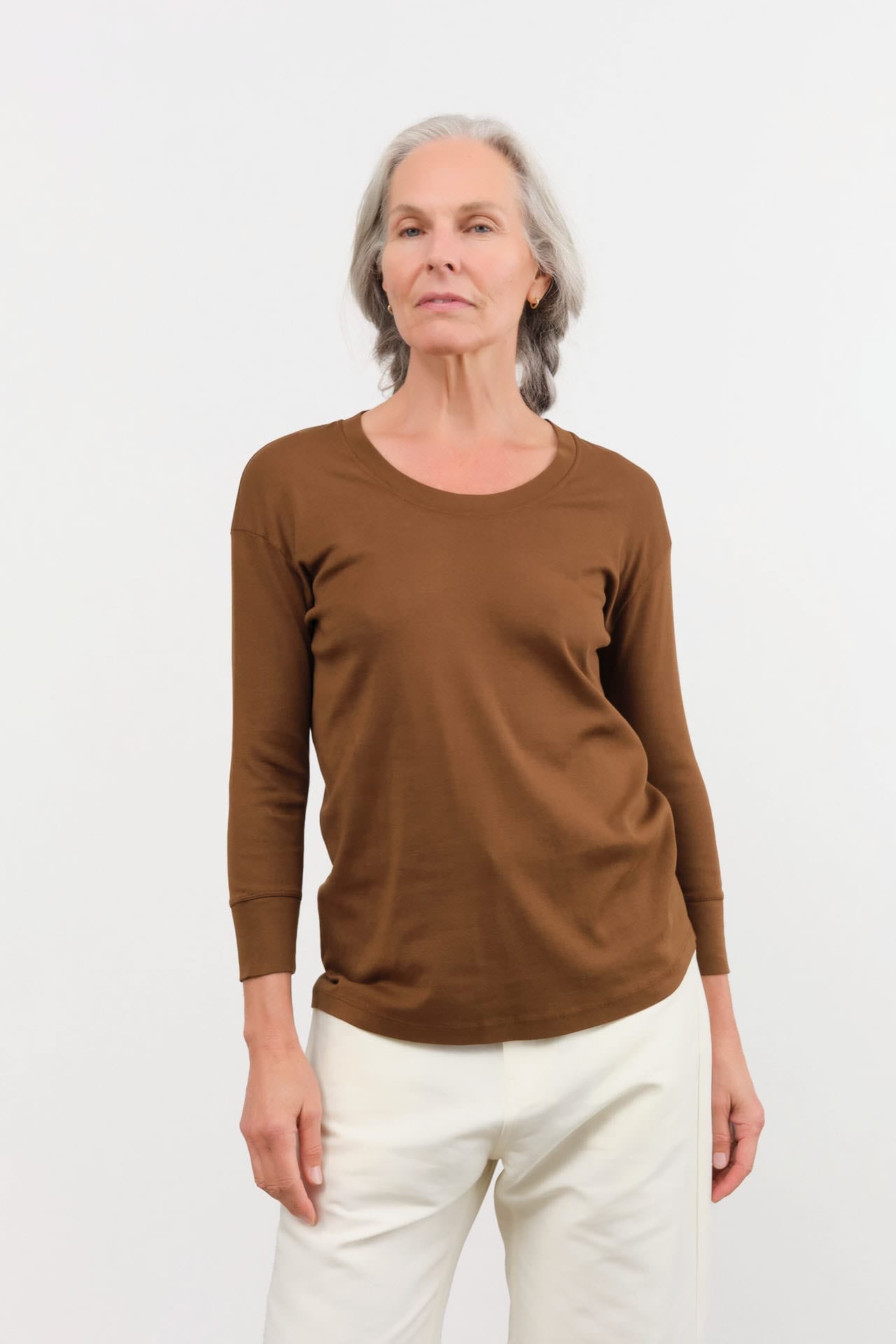 Lauren Manoogian Apparel Womens Sweaters Rib Scoopneck in Rust