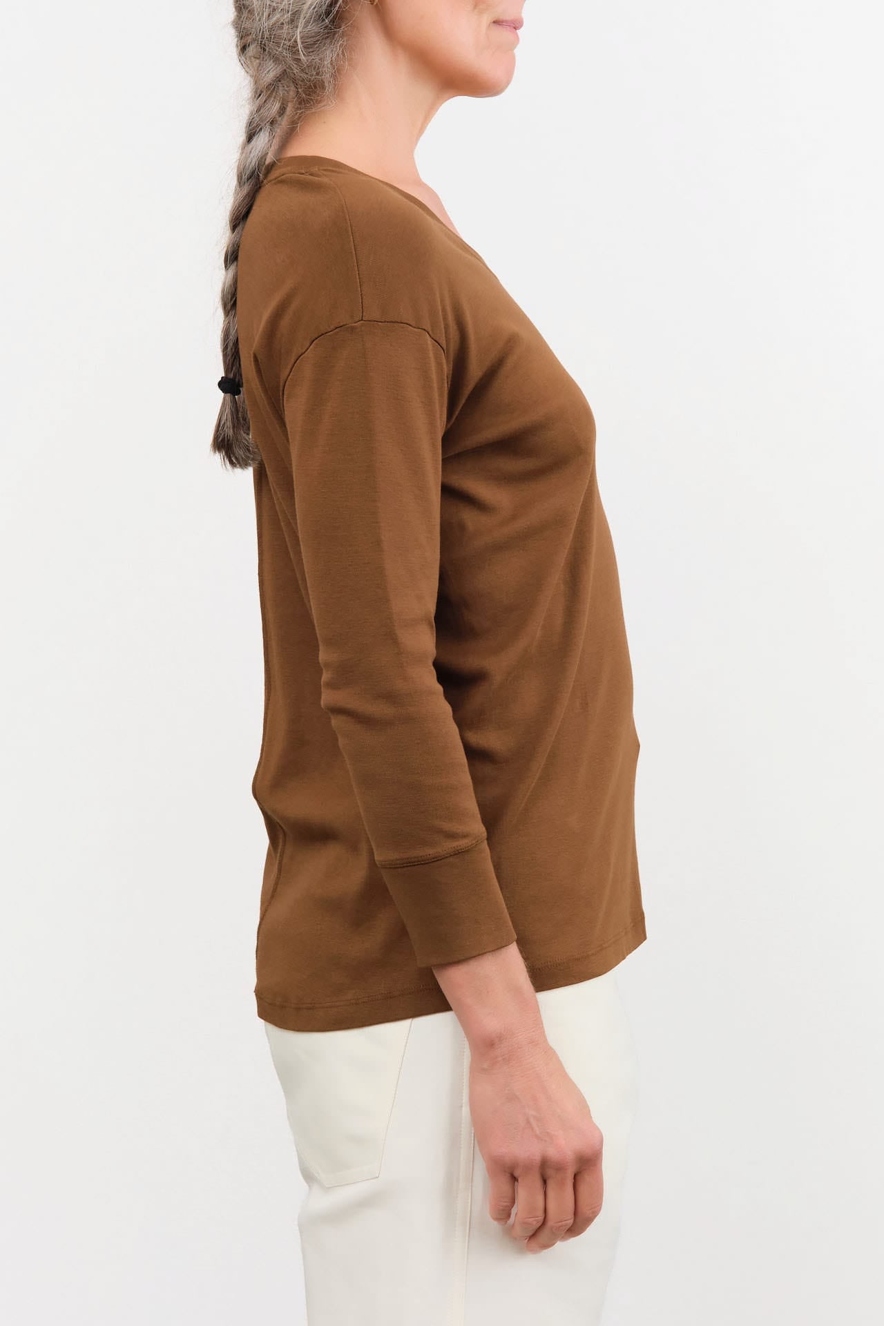 Lauren Manoogian Apparel Womens Sweaters Rib Scoopneck in Rust