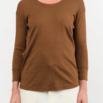 Lauren Manoogian Apparel Womens Sweaters Rib Scoopneck in Rust