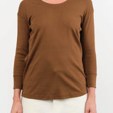 Lauren Manoogian Apparel Womens Sweaters Rib Scoopneck in Rust