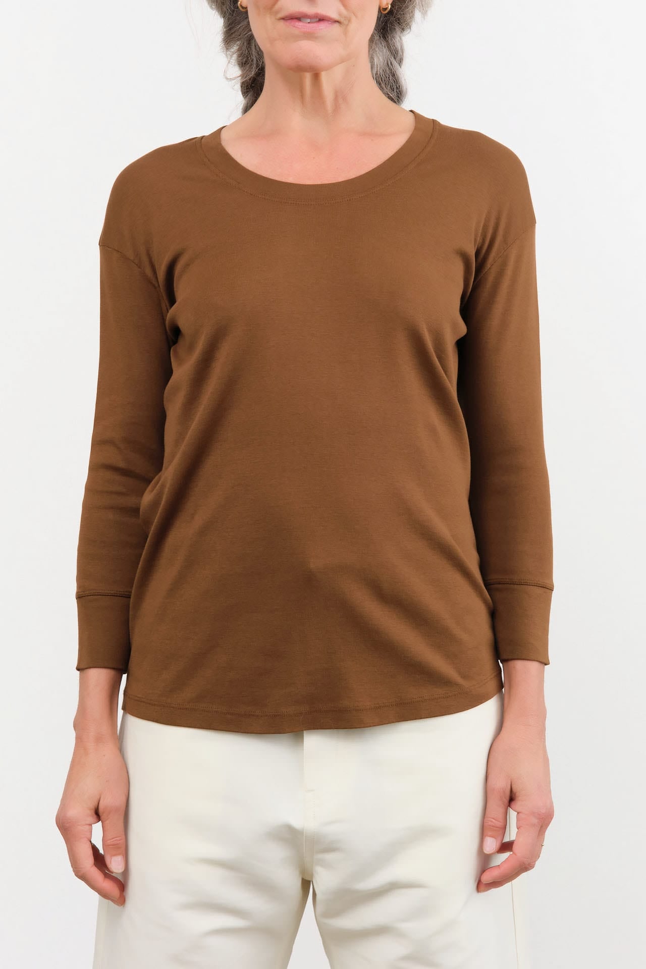 Lauren Manoogian Apparel Womens Sweaters Rib Scoopneck in Rust