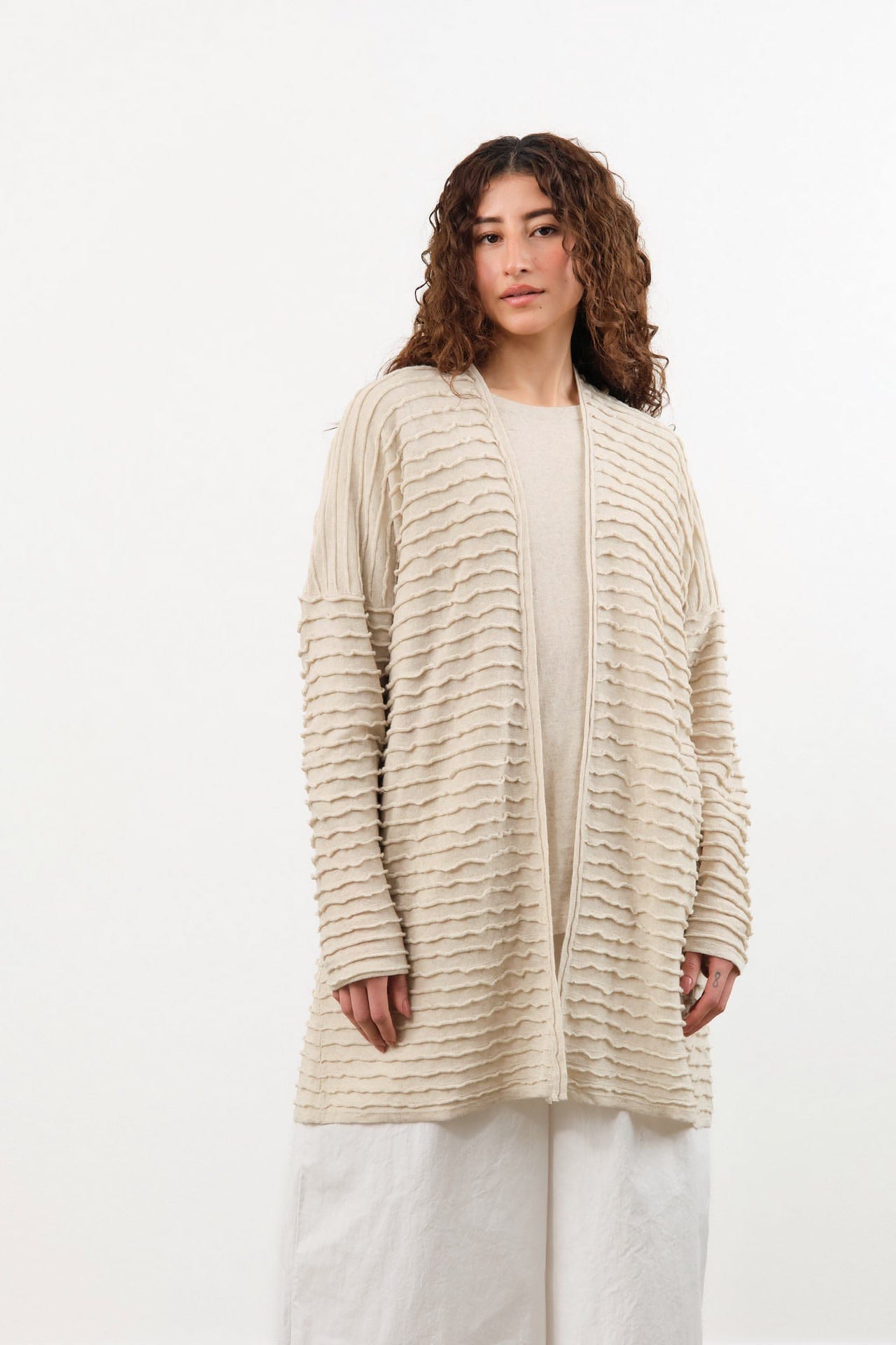 Lauren Manoogian Apparel Womens Sweaters Ripple Cardigan Flax / One Size