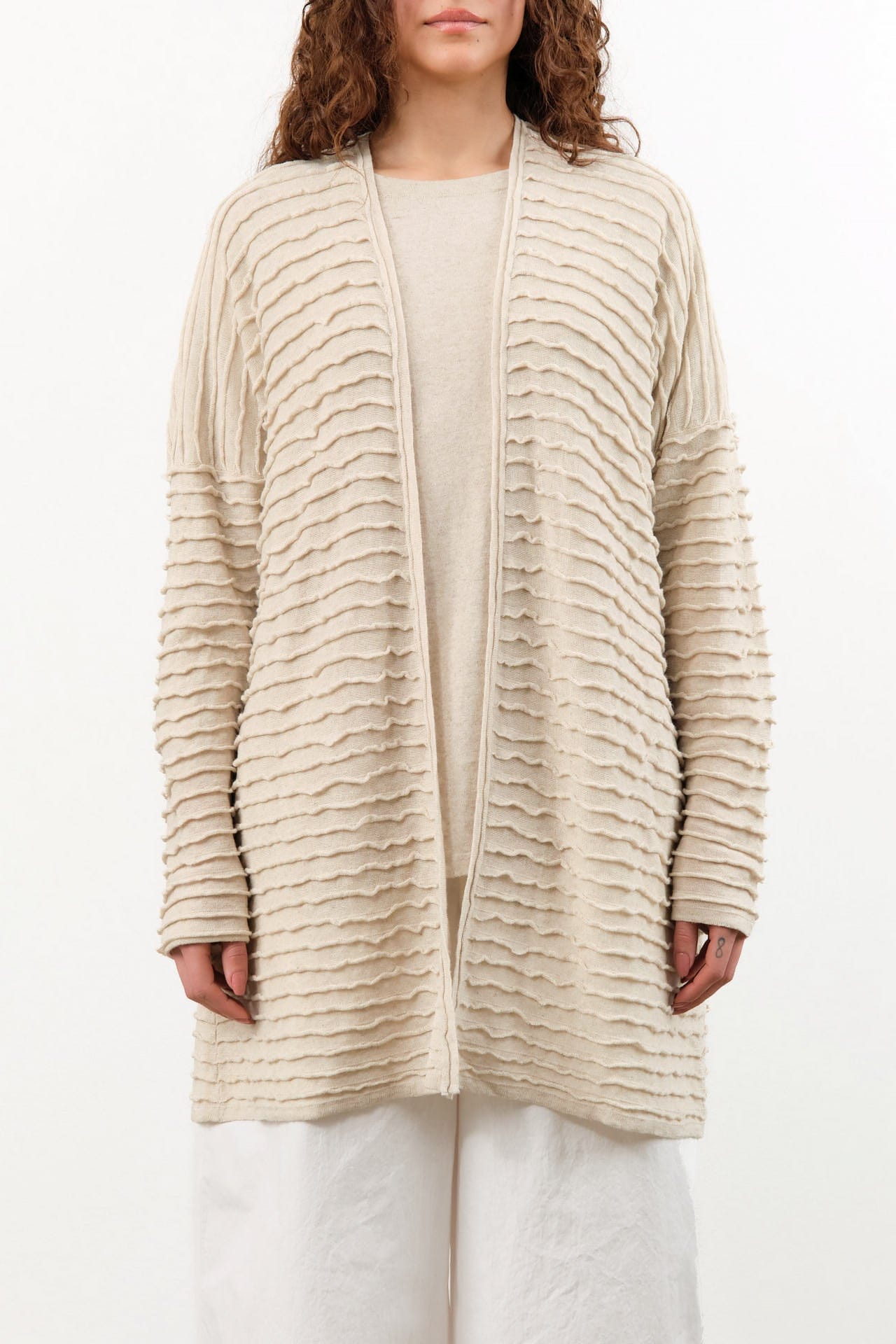 Lauren Manoogian Apparel Womens Sweaters Ripple Cardigan Flax / One Size