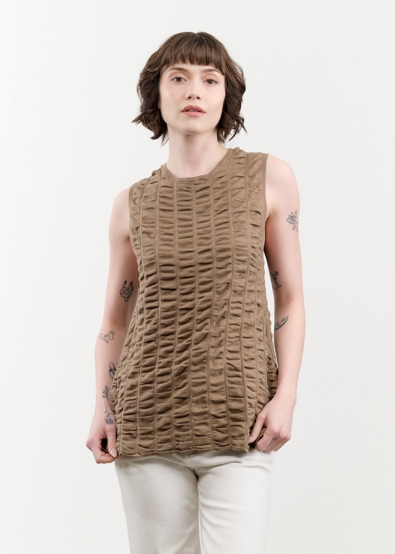 Lauren Manoogian Apparel Womens Sweaters Ruche Shell in Earth