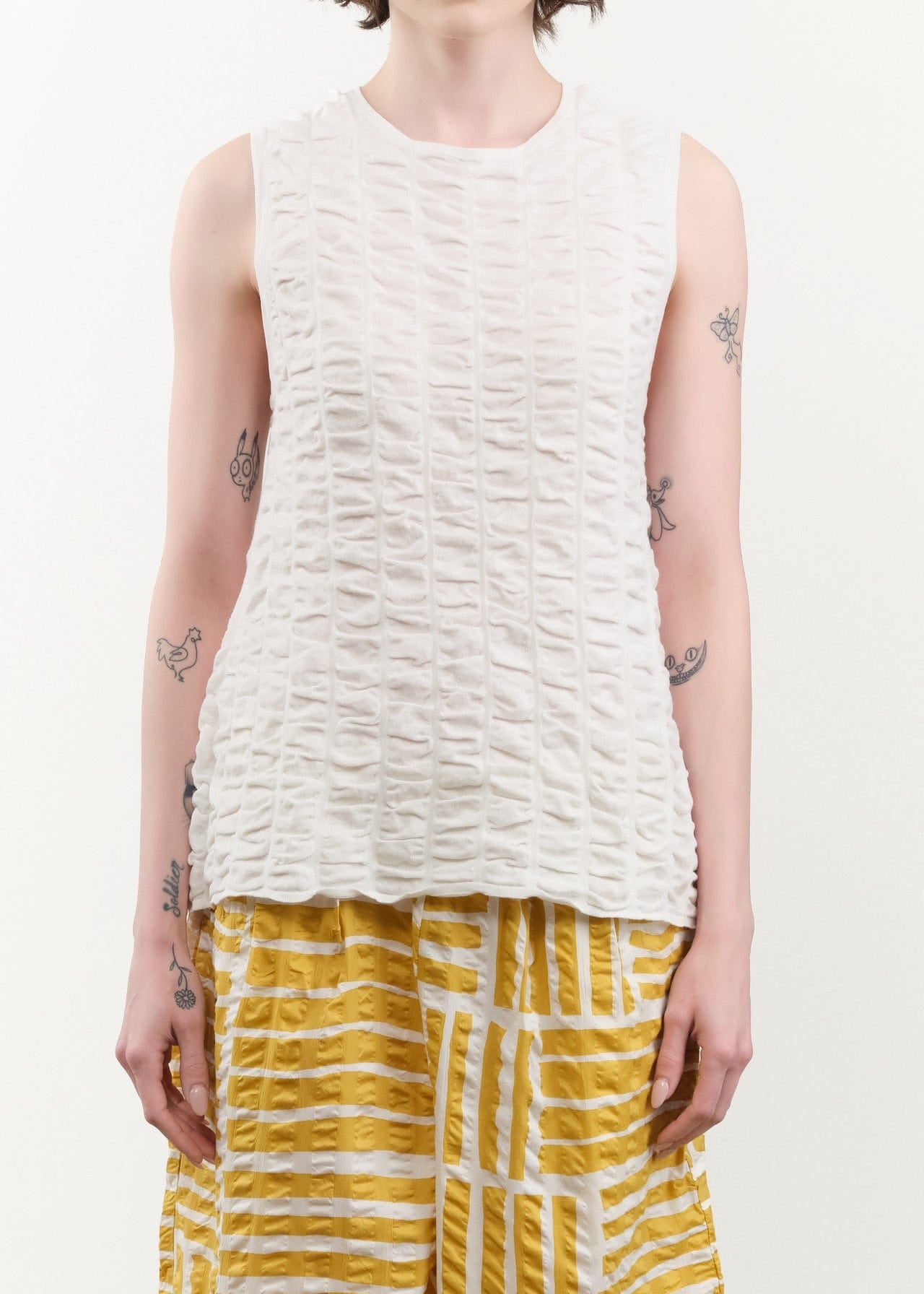 Lauren Manoogian Apparel Womens Sweaters Ruche Shell in White