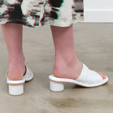 White Heel Ruche Slide by Designer Lauren Manoogian on Sale