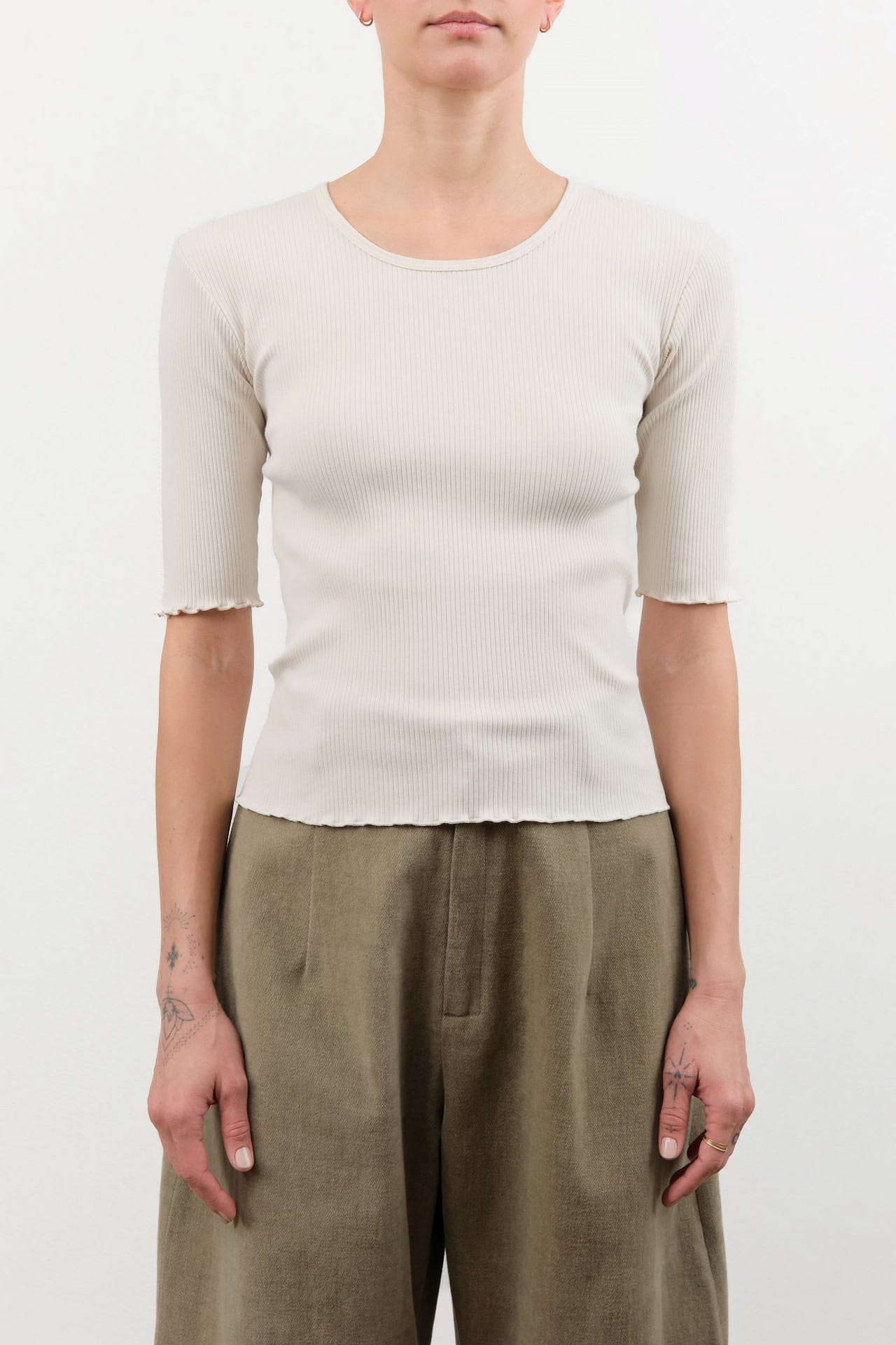 Lauren Manoogian Apparel Womens Blouses Ruffle Rib Tee