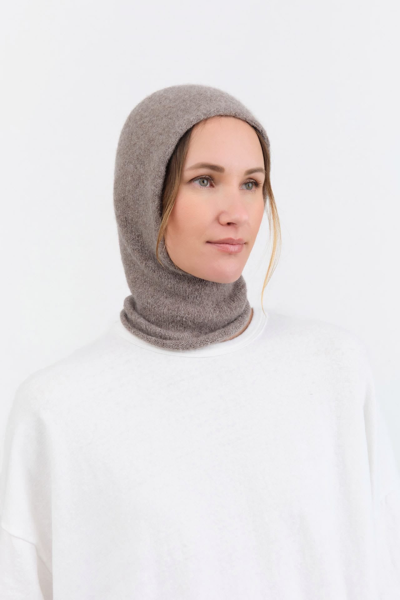 Lauren Manoogian Accessories Hats Soft Balaclava in Grey Melange Grey Melange