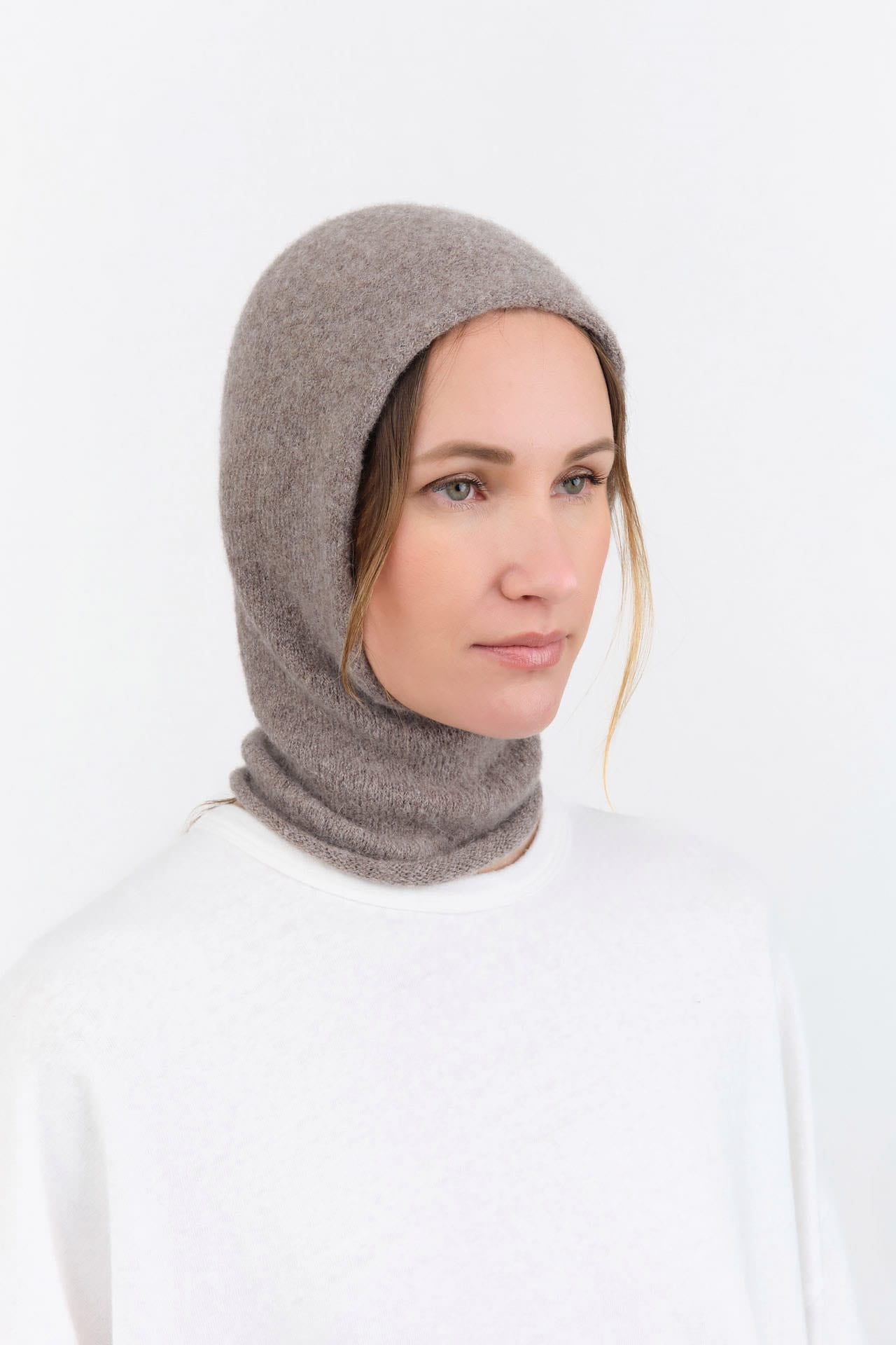 Lauren Manoogian Accessories Hats Soft Balaclava in Grey Melange Grey Melange
