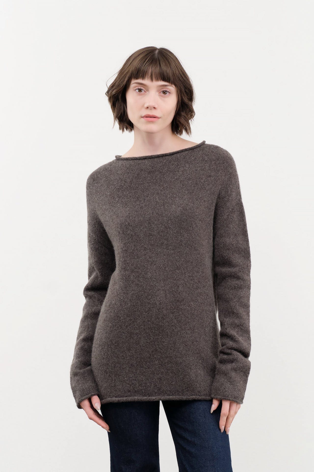 Lauren Manoogian Apparel Womens Sweaters Soft Boatneck in Blackened