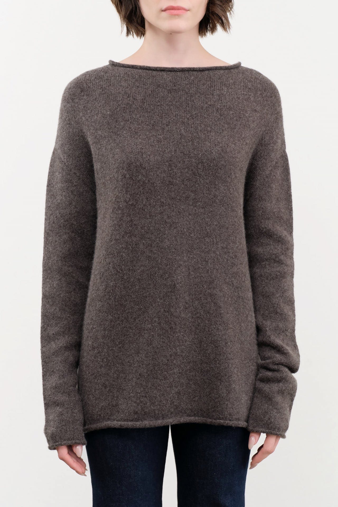 Lauren Manoogian Apparel Womens Sweaters Soft Boatneck in Blackened