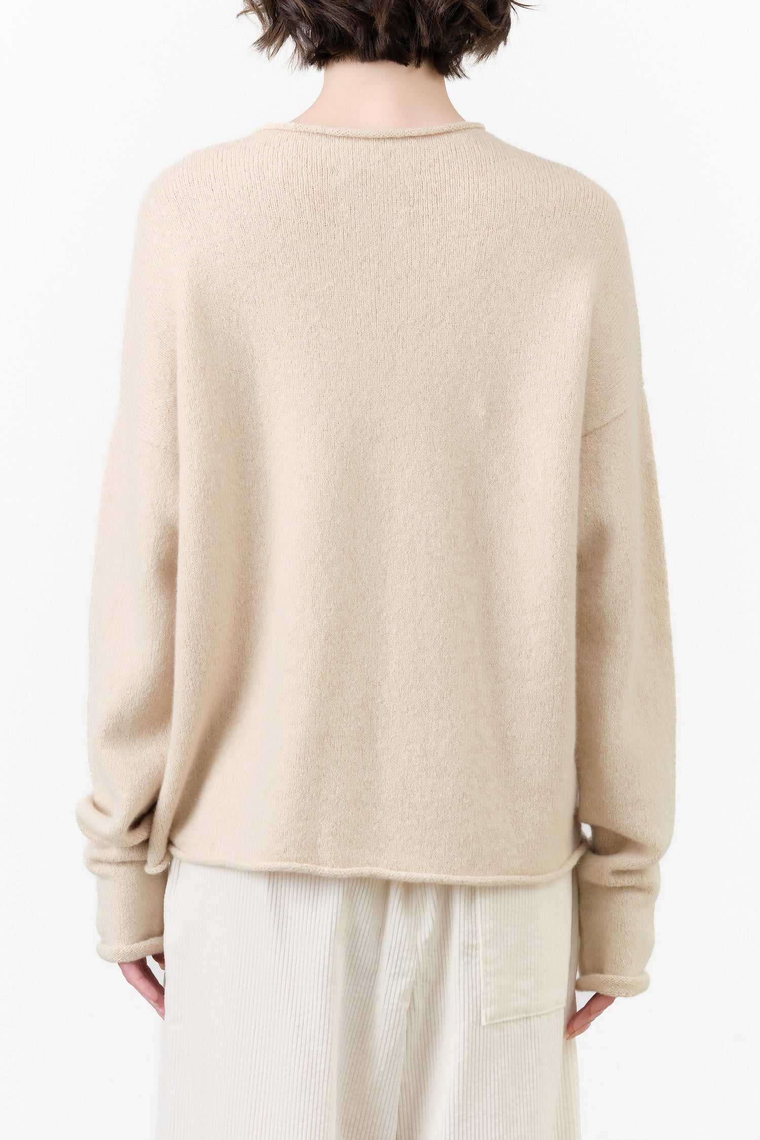 Alabaster White  Alpaca Wool Soft Crewneck Sweater by Lauren Manoogian Designer Brand