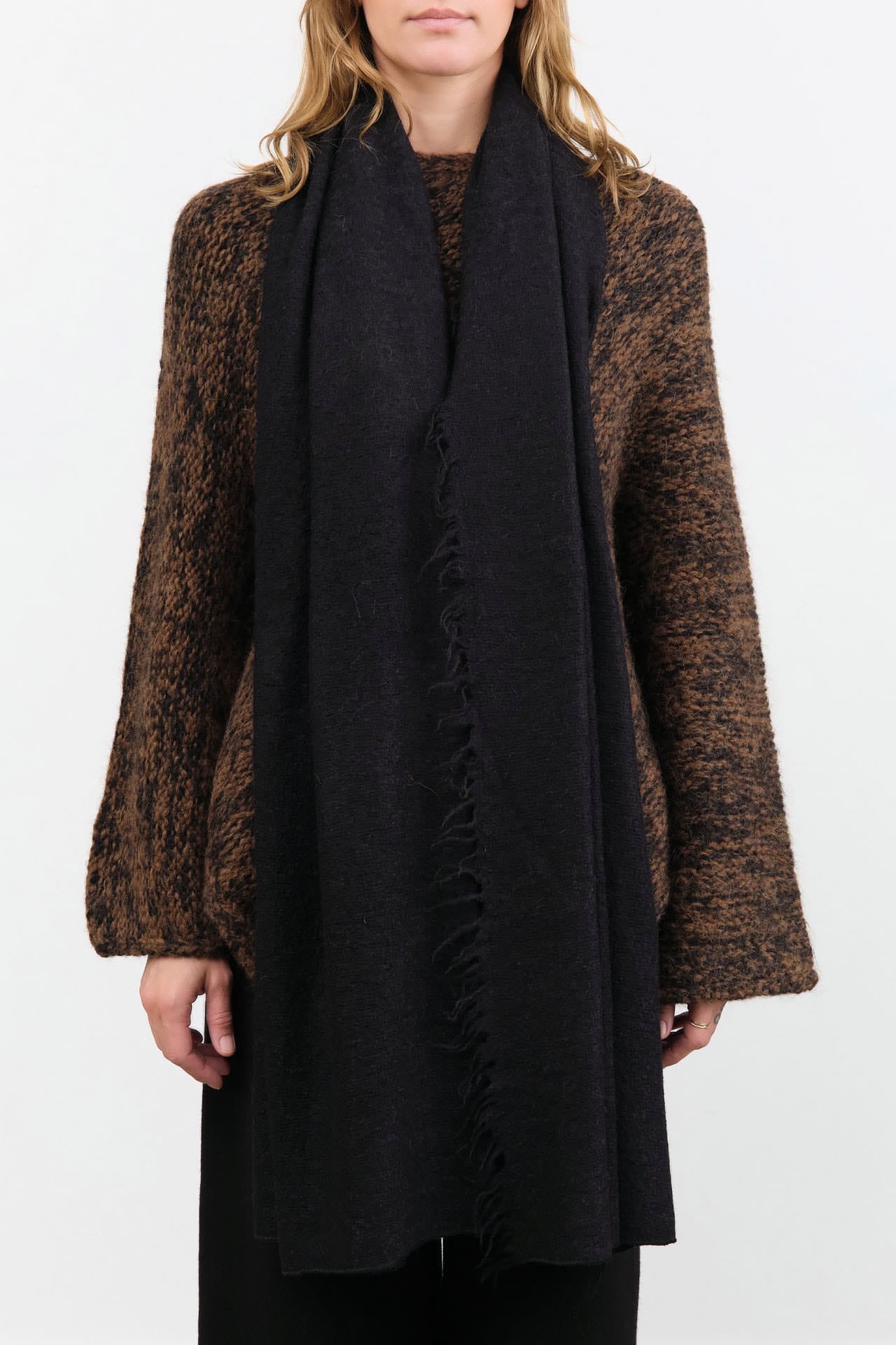 Lauren Manoogian Accessories Scarves Soft Fringe Scarf in Black Black