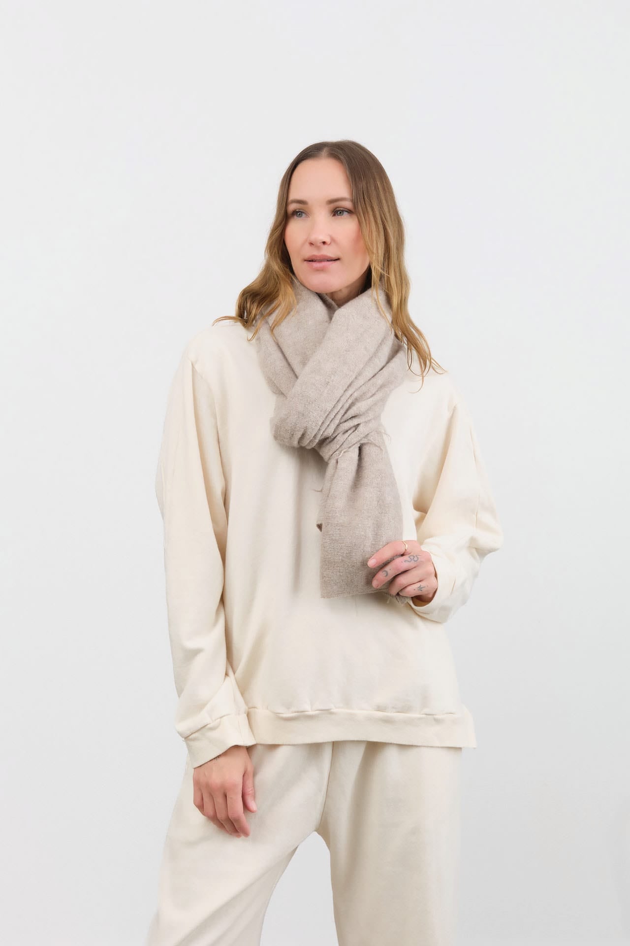 Lauren Manoogian Accessories Scarves Soft Fringe Scarf in Pebble Pebble