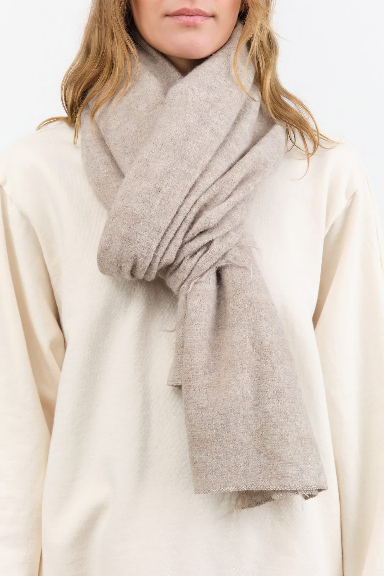 Lauren Manoogian Accessories Scarves Soft Fringe Scarf in Pebble Pebble