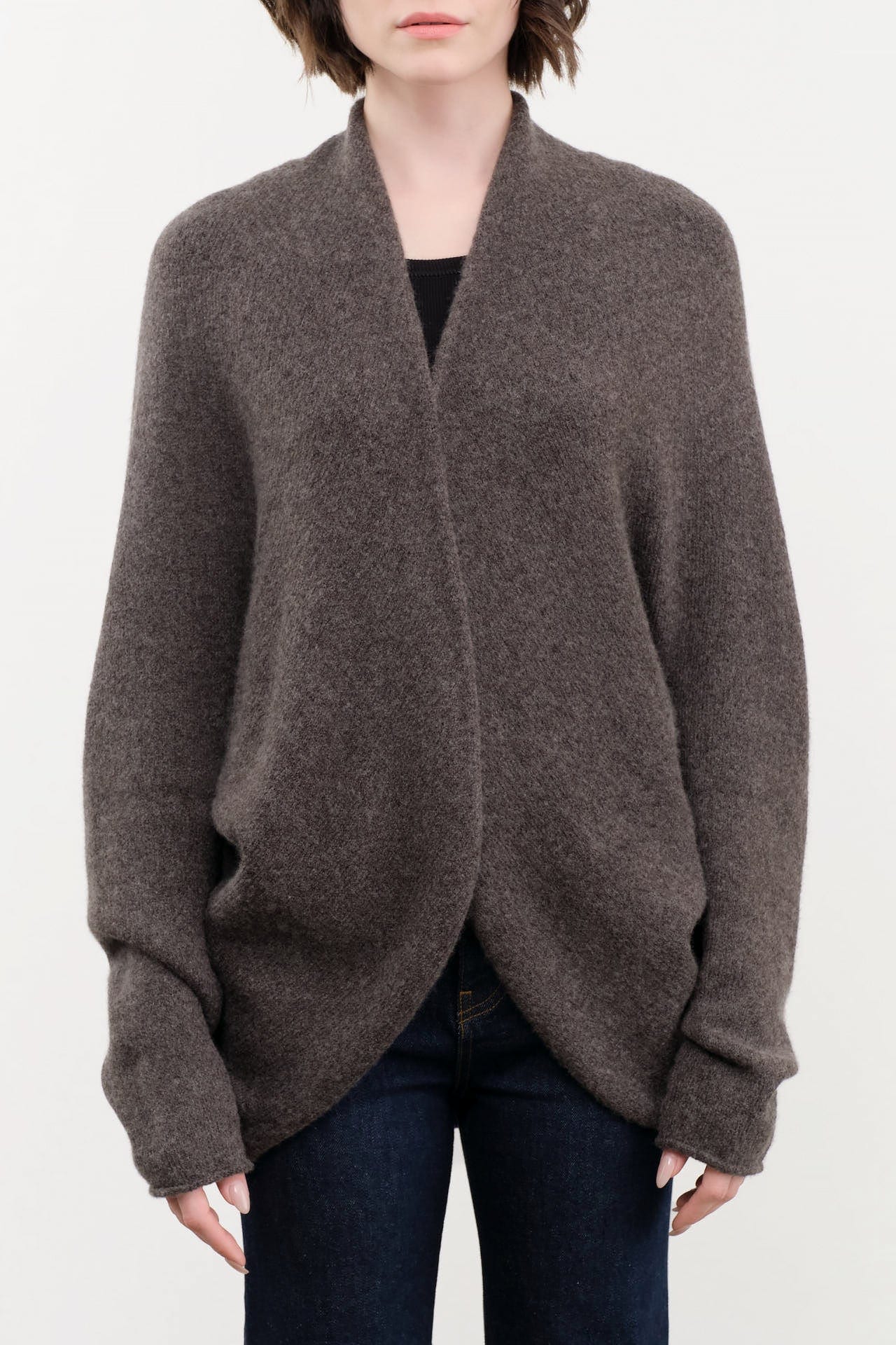 Lauren Manoogian Apparel Womens Sweaters Soft Horizontal Cardigan in Blackened Blackened / One Size