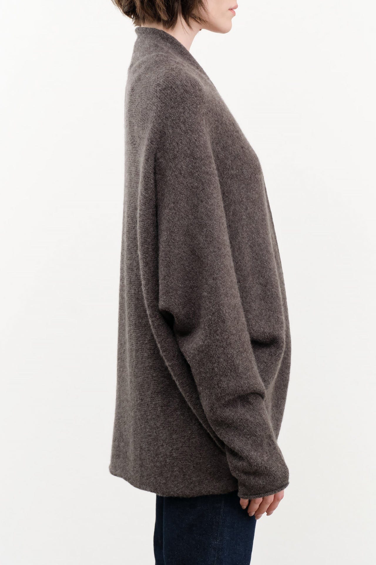 Lauren Manoogian Apparel Womens Sweaters Soft Horizontal Cardigan in Blackened Blackened / One Size