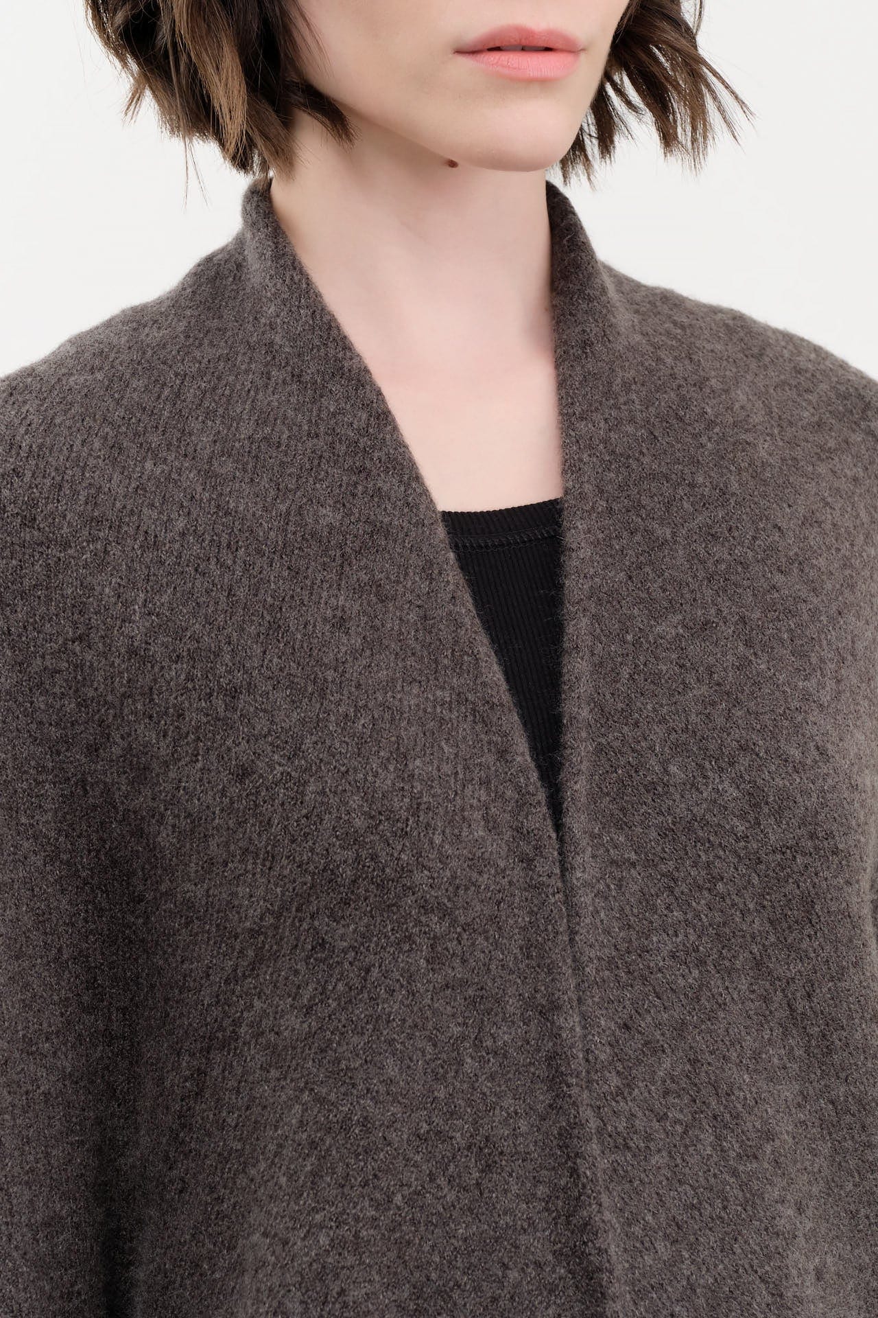 Lauren Manoogian Apparel Womens Sweaters Soft Horizontal Cardigan in Blackened Blackened / One Size